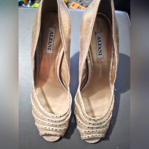 Alfani Gold Woven Heels Elegant Pumps